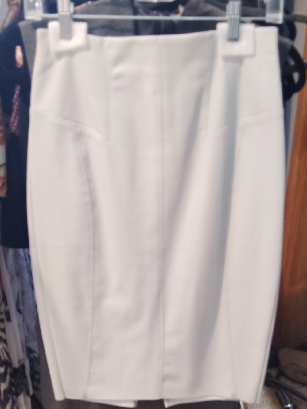 EXPRESS Classic Pleather Dove Grey Pencil Skirt - Clean Tailored  NEW 2 $88